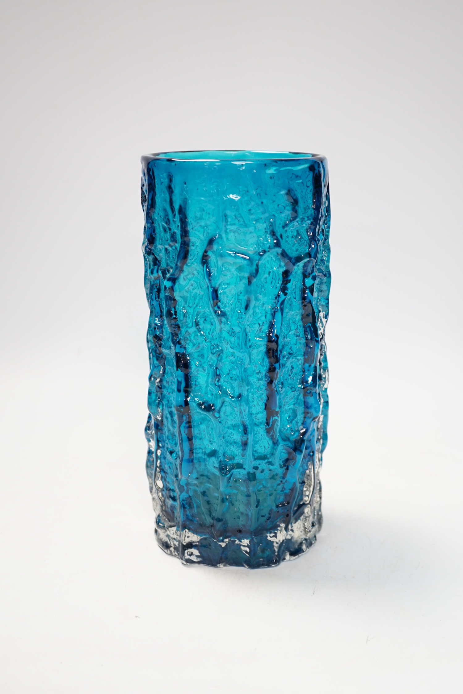 A Whitefriars ‘Bark’ vase in kingfisher blue, 23.5cm